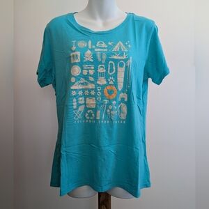 Columbia Women's Turquoise Graphic T-Shirt Lg